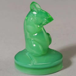 R Lalique Green Opalescent Mouse Seal by Rene Lalique Cut From An Ashtray Including the Ashtray Bottom To Preserve The Signature