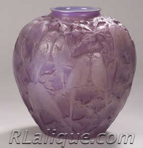 R Lalique Vase Perruches Fake - Not by Rene Lalique