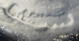 Archers Vase Signature On A Fake Modern Copy In Blue Glass Of An Original Rene Lalique Design