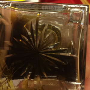 La Jacee Bottle Close Copy Made By Coty of the Rene Lalique Original Showing The Underside Decoration And Cristal Coty Signature