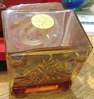 La Jacee Bottle Close Copy Made By Coty of the Rene Lalique Original Showing The Feet And Underside Decoration