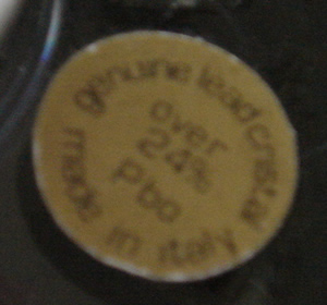 Genuine Lead Cristal Over 24% Pbo Made In Italy Sticker Label Found On Pinson Ashtray Bird Ashtray Close Copy