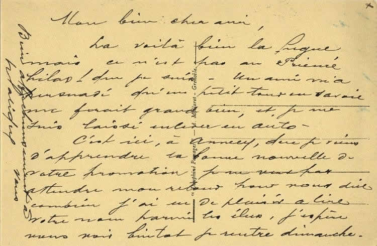 Rene Lalique Autographed Handwritten Signed To Mon Bien Cher Ami Postcard