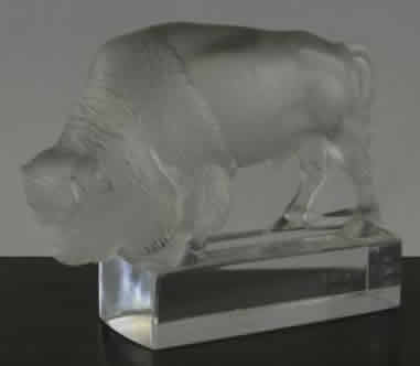 Rene Lalique Bison Paperweight