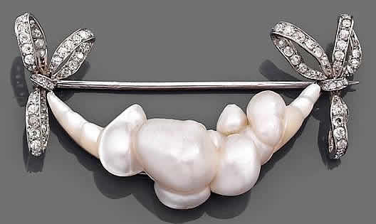 Rene Lalique Brooch Bows and Pearls