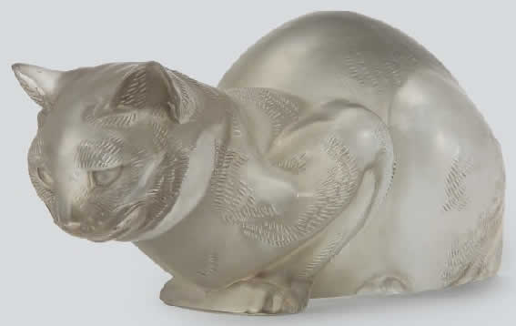 Rene Lalique Chat Couche Decoration
