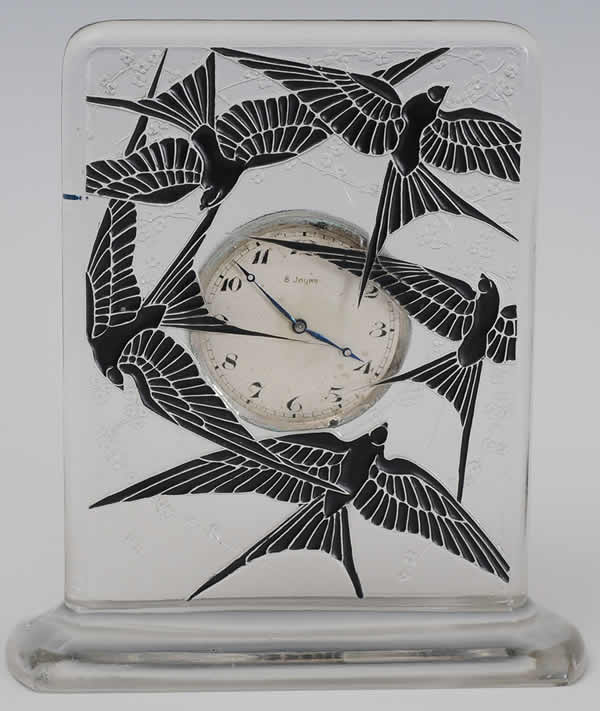 Rene Lalique Clock Cinq Hirondelles