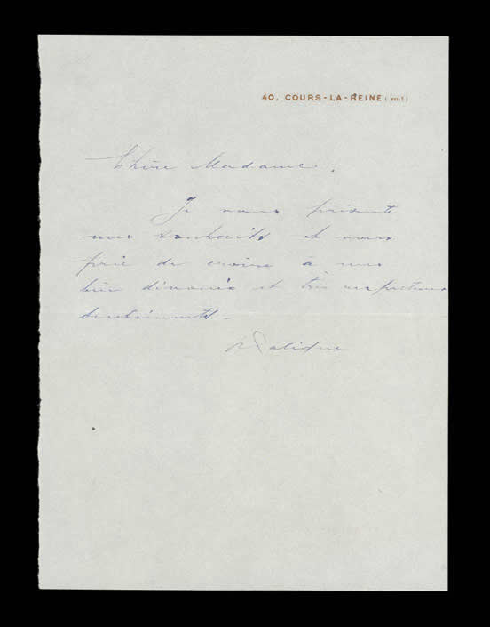 Rene Lalique Letter Dear Madame
