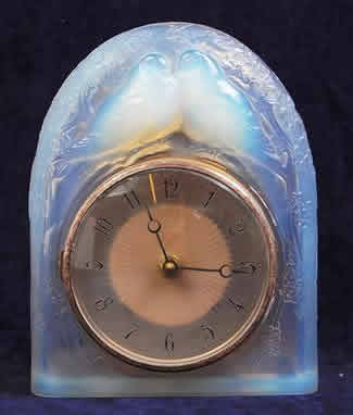 Rene Lalique Mantel Clock Deux Colombes