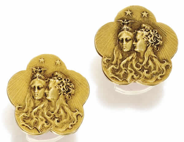 Rene Lalique Deux Femmes Royales Cufflink