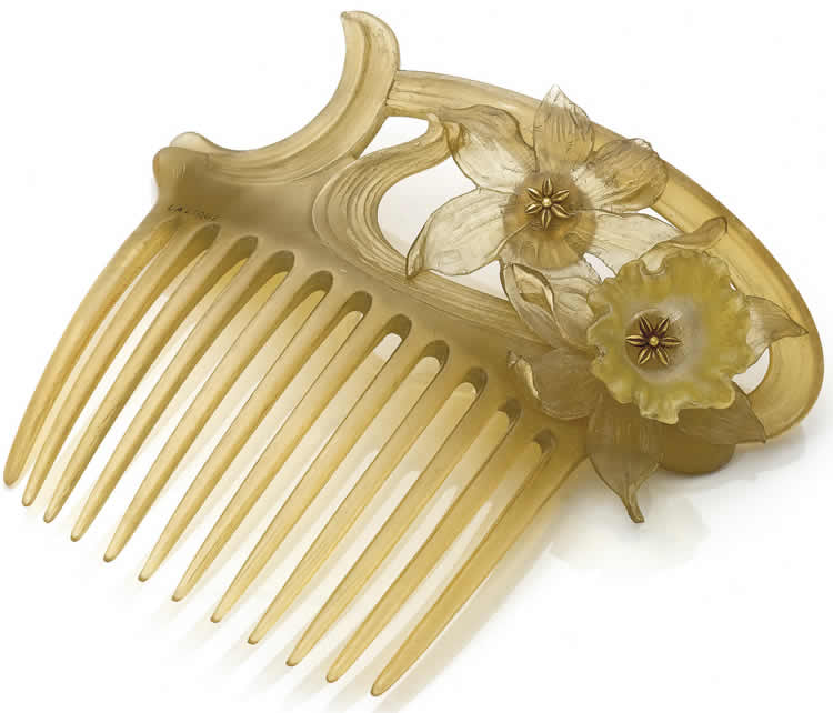Rene Lalique Deux Fleurs Comb
