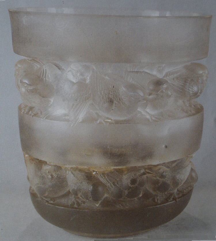 Rene Lalique Deux Frises Moineaux En Niche Cire Perdue Vase