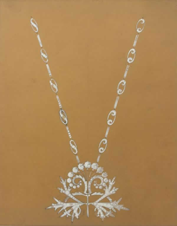 Rene Lalique Winter Pendant Drawing