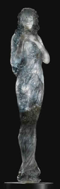 Rene Lalique Figure Femme et Guirlande de Fleurs Cire Perdue Statue