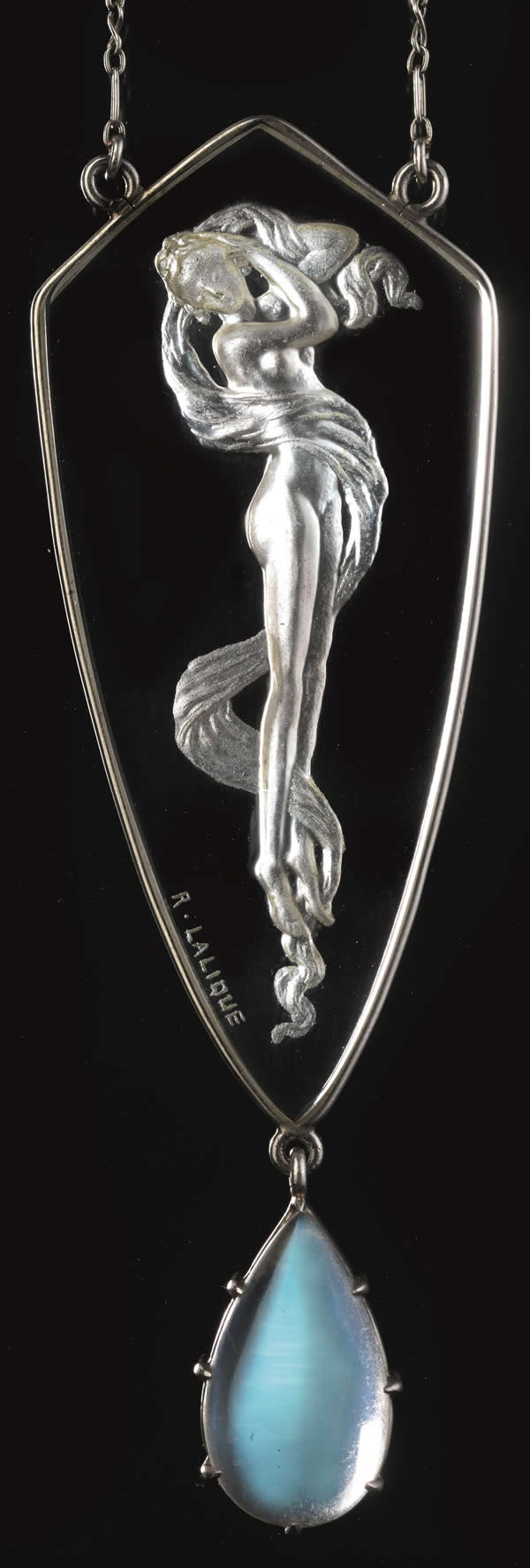 Rene Lalique Figurine and Moonstone Pendant