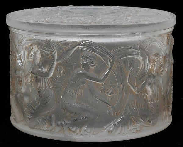 Rene Lalique Powder Box Figurines Et Voiles