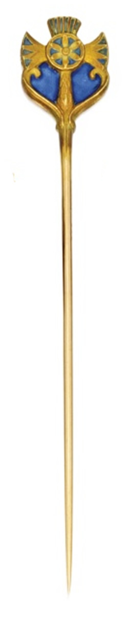 Rene Lalique Floral And Thistle Shield Stickpin