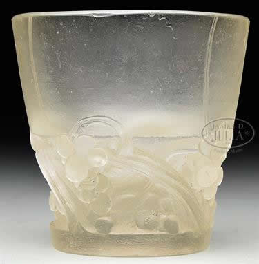Rene Lalique Frise Soubassement Vigne Cire Perdue Vase