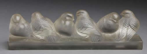 Rene Lalique Decoration Groupe De Six Moineaux