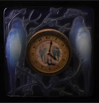 Rene Lalique Desk Clock Inseparables