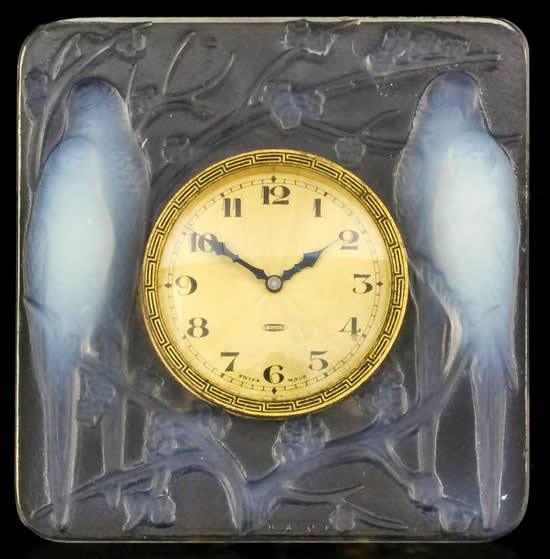 Rene Lalique Desk Clock Inseparables