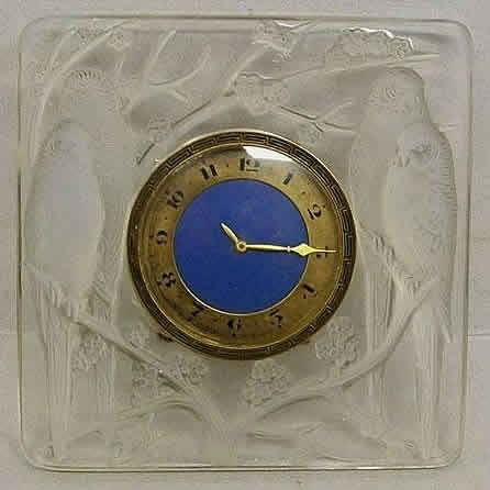 Rene Lalique Desk Clock Inseparables