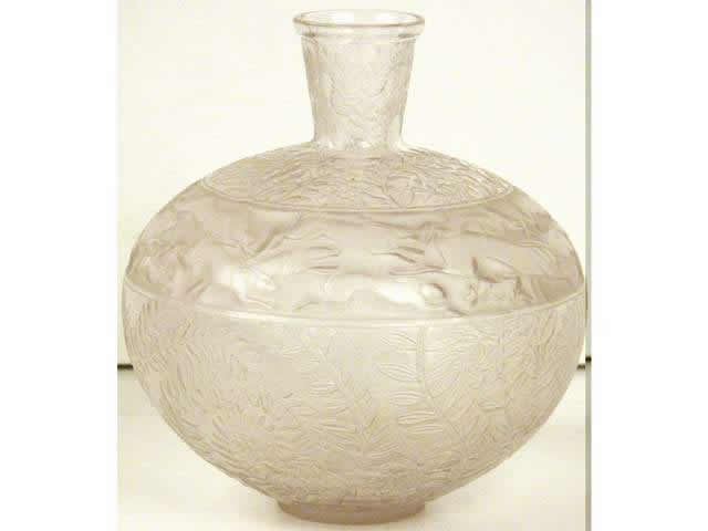 Rene Lalique Vase Lievres