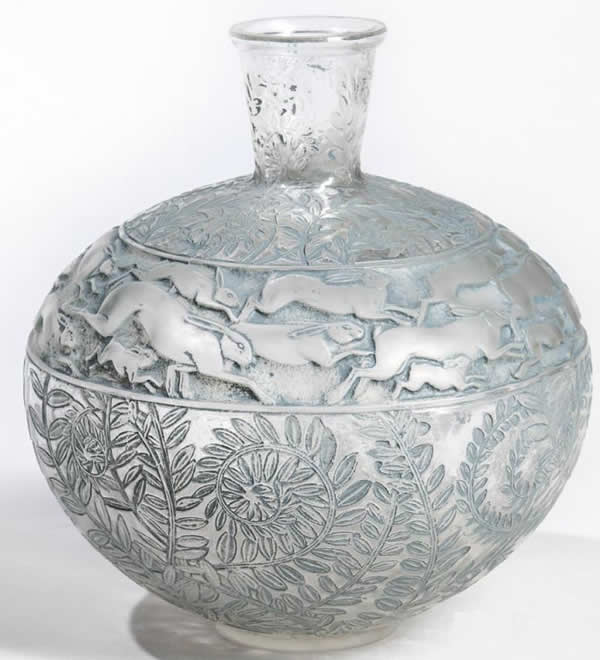 Rene Lalique Vase Lievres