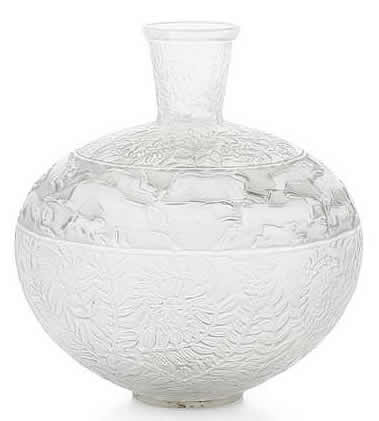 Rene Lalique Vase Lievres