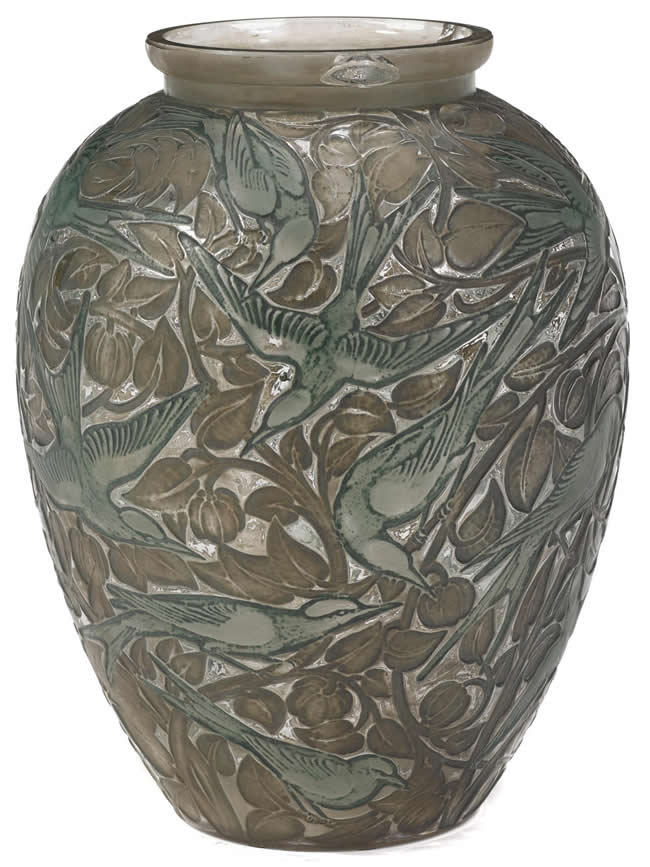 Rene Lalique Vase Martin Pecheurs