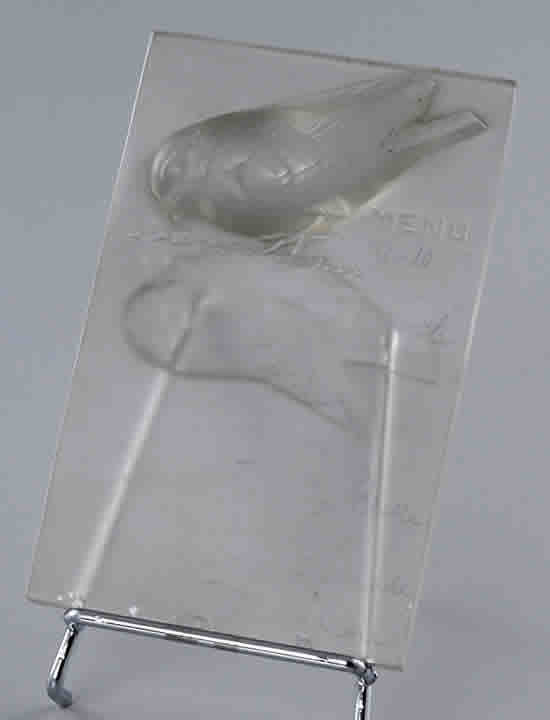 Rene Lalique Moineau Menu