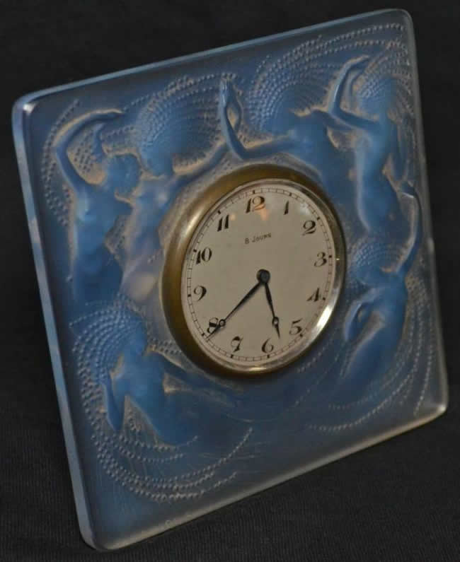 Rene Lalique Desk Clock Naiades