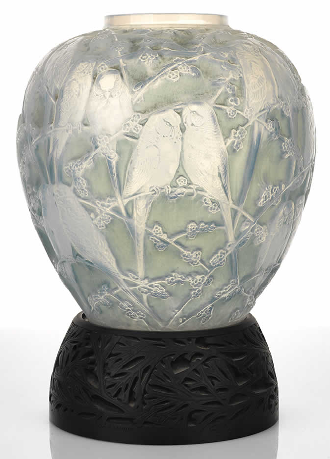 Rene Lalique Vase Perruches