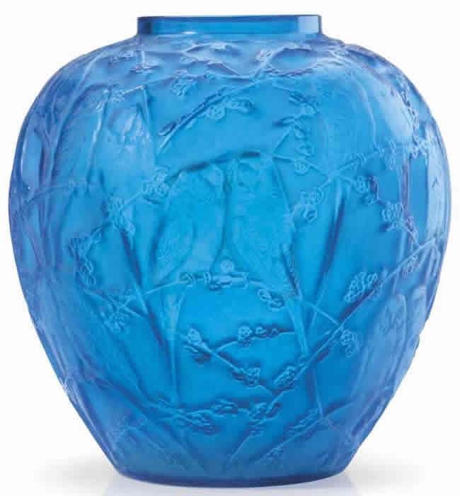 Rene Lalique Vase Perruches