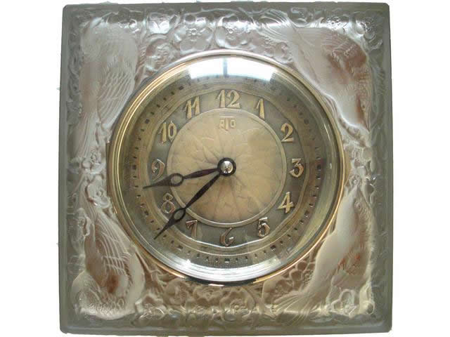 Rene Lalique Clock Quatre Moineaux Du Japon