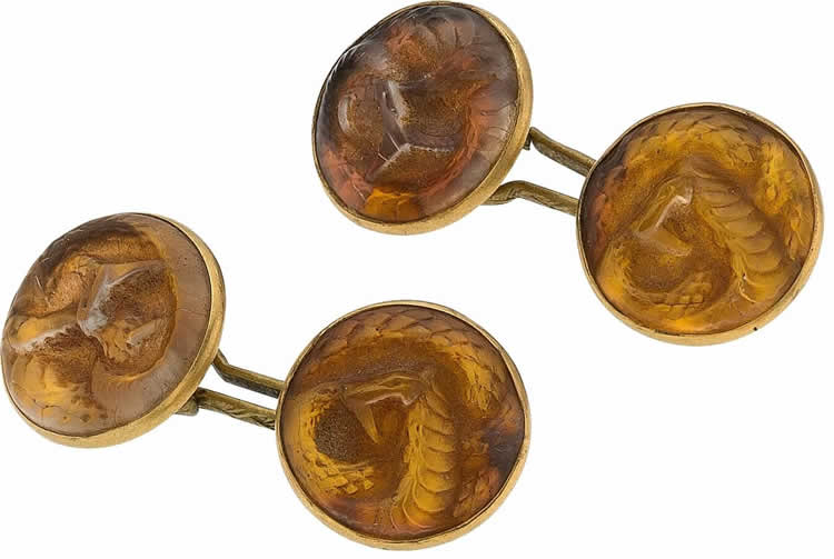 Rene Lalique Cufflink Serpent