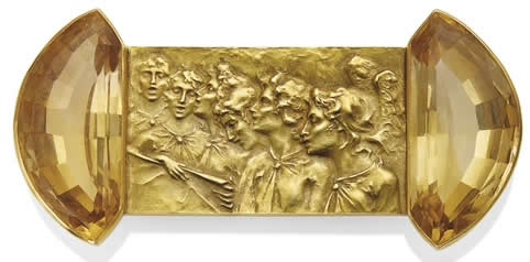 Rene Lalique Singing Angels With Citrines Brooch