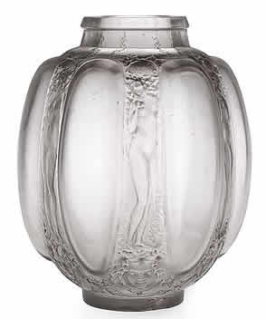 Rene Lalique Vase Six Figurines Et Masques