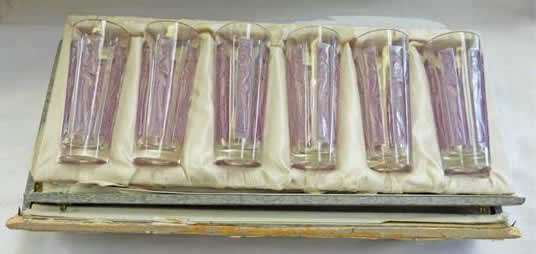 Rene Lalique Shot Glass Six Figurines