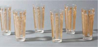 Rene Lalique Shot Glass Six Figurines