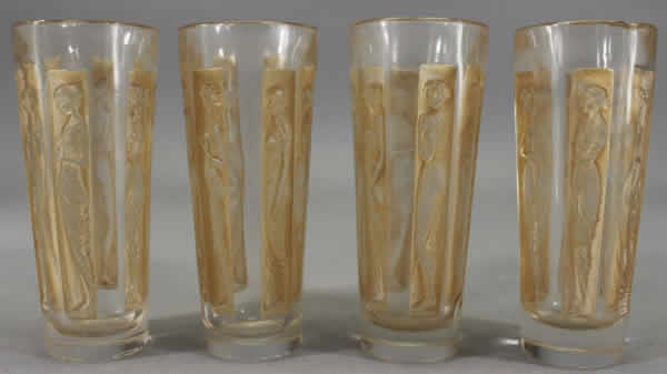 Rene Lalique Shot Glass Six Figurines