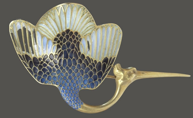 Rene Lalique Stork Brooch