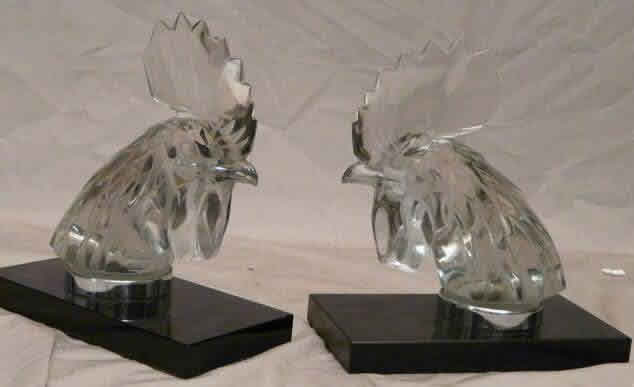Rene Lalique Tete De Coq Bookend