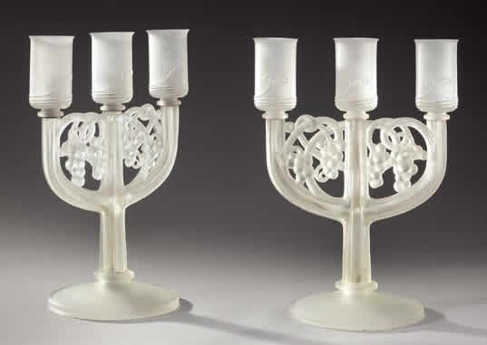 Rene Lalique Trois Branches Raisins Candleholder