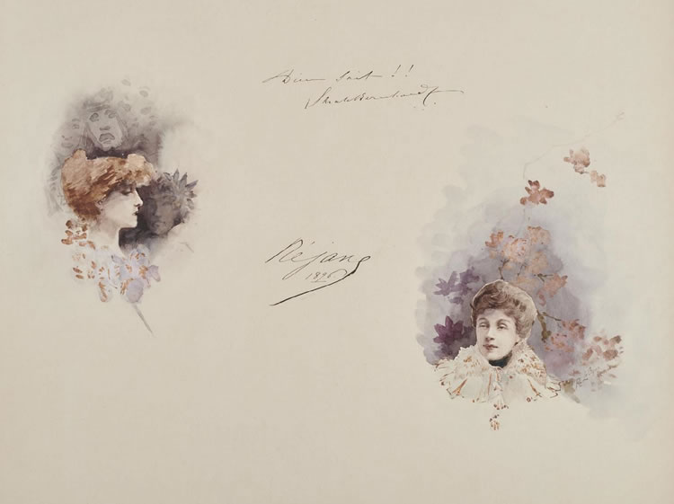 Rene Lalique Bernhardt-Rejane Watercolor