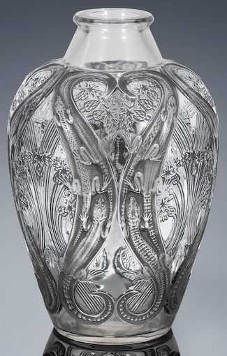 Rene Lalique Vase Lezards Et Bluets