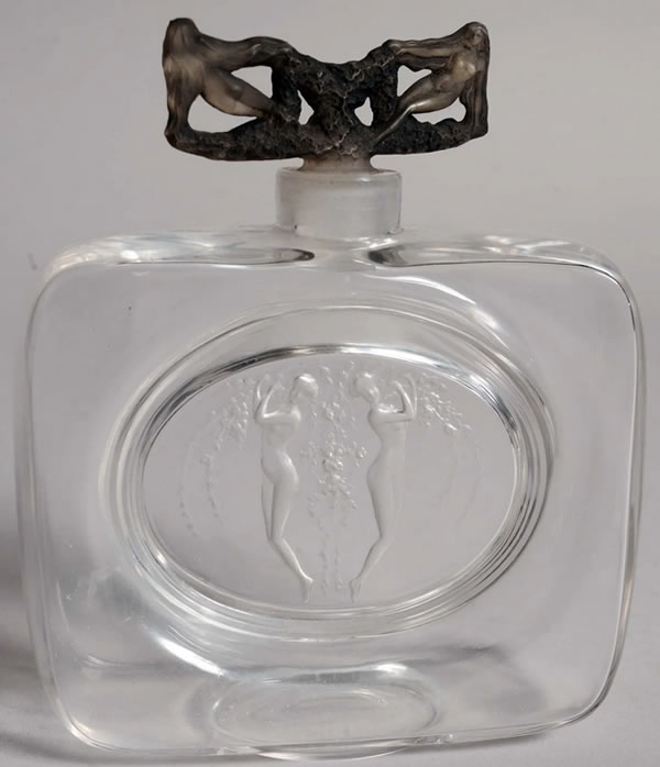 Rene Lalique Perfume Bottle Meplat Deux Figurines