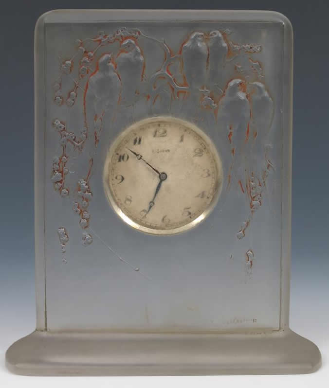 Rene Lalique Clock Six Hirondelles Perchees