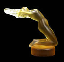 Chrysis Lalique France Crystal Car Mascot Paperweight In Yellow Amber Glass