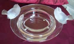 Deux Moineaux Moqueurs Two Birds Lalique France Crystal Bowl